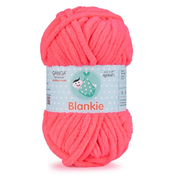 Ganga_Acrowools_HoGanga_Blankie_Chenille_Polyester_Yarn_Supersoft_Knitting_Wool_Ball,_(1_Ball/100_Gram_Each)_(_BLK046_Bright_Watermelon_-_Pack_of_3