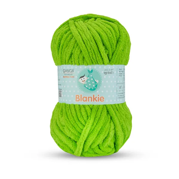 Ganga_Acrowools_HoGanga_Blankie_Chenille_Polyester_Yarn_Supersoft_Knitting_Wool_Ball,_(1_Ball/100_Gram_Each)_(_BLK047_Bright_Lime_-_Pack_of_3