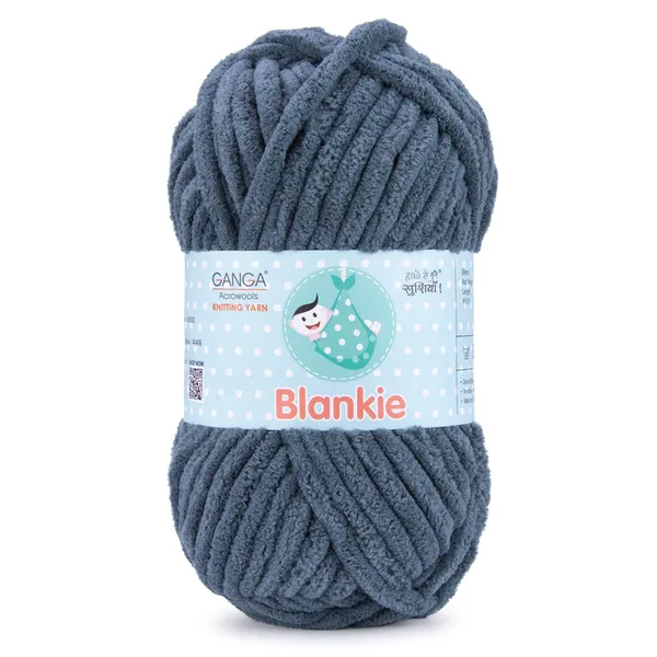 Ganga_Acrowools_HoGanga_Blankie_Chenille_Polyester_Yarn_Supersoft_Knitting_Wool_Ball,_(1_Ball/100_Gram_Each)_(_BLK049_Gun_Powder_Blue_-_Pack_of_3