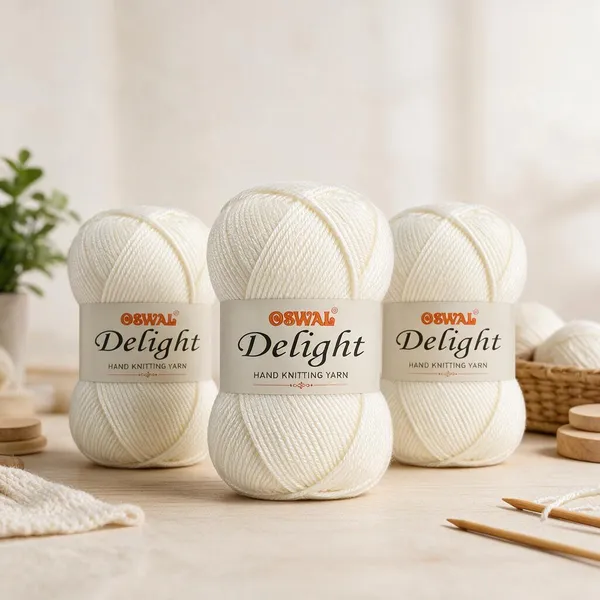 Oswal_Delight_100%_Acrylic_Hand_Knitting_Yarn,_4_Ply,_8Nm_Count,_Soft_&_Durable_Wool_for_Knitting_&_Crochet,_Lightweight_&_Warm,_1ball-100g_each_,_Ideal_for_Sweaters,_Scarves,_Shawls_&_DIY_Craft_Projects_(Off_White_Shade_No-1,_100_Grams)_-_Pack_of_3