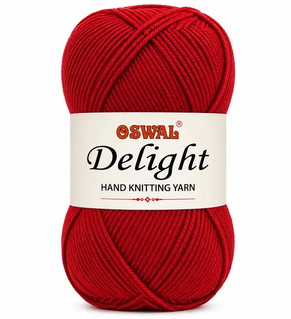 Oswal_Delight_100%_Acrylic_Hand_Knitting_Yarn,_4_Ply,_8Nm_Count,_Soft_&_Durable_Wool_for_Knitting_&_Crochet,_Lightweight_&_Warm,_1ball-100g_each_,_Ideal_for_Sweaters,_Scarves,_Shawls_&_DIY_Craft_Projects_(Red_Shade_No-13,_100_Grams)_-_Pack_of_3