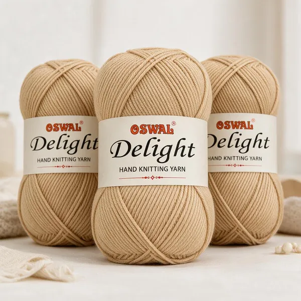 Oswal_Delight_100%_Acrylic_Hand_Knitting_Yarn,_4_Ply,_8Nm_Count,_Soft_&_Durable_Wool_for_Knitting_&_Crochet,_Lightweight_&_Warm,_1ball-100g_each_,_Ideal_for_Sweaters,_Scarves,_Shawls_&_DIY_Craft_Projects_(Skin_Shade_No-6,_100_Grams)