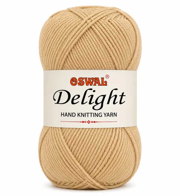 Oswal_Delight_100%_Acrylic_Hand_Knitting_Yarn,_4_Ply,_8Nm_Count,_Soft_&_Durable_Wool_for_Knitting_&_Crochet,_Lightweight_&_Warm,_1ball-100g_each_,_Ideal_for_Sweaters,_Scarves,_Shawls_&_DIY_Craft_Projects_(Skin_Shade_No-6,_100_Grams)