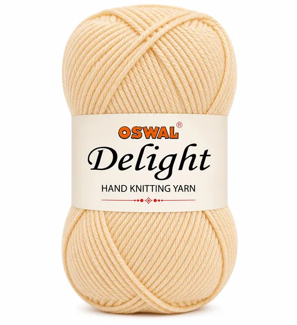Oswal_Delight_100%_Acrylic_Hand_Knitting_Yarn,_4_Ply,_8Nm_Count,_Soft_&_Durable_Wool_for_Knitting_&_Crochet,_Lightweight_&_Warm,_1ball-100g_each_,_Ideal_for_Sweaters,_Scarves,_Shawls_&_DIY_Craft_Projects_(Wheat_Shade_No-3,_100_Grams)