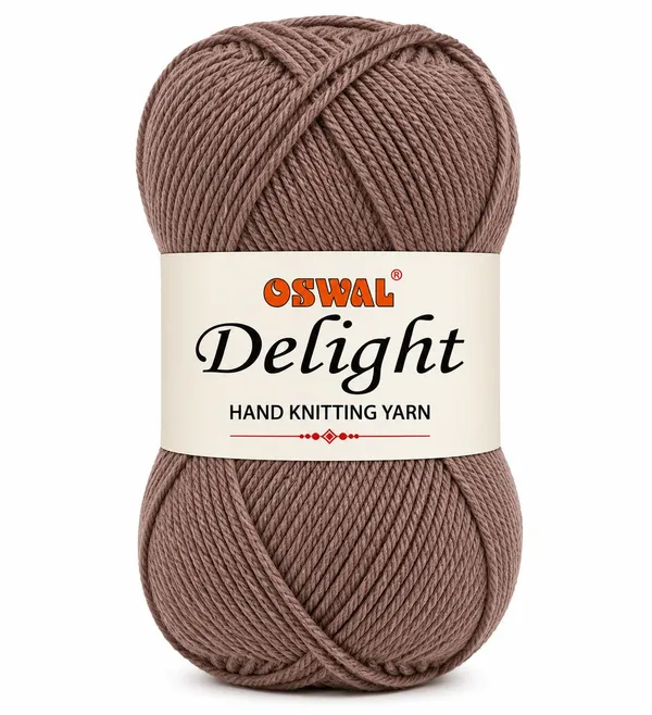 Oswal_Delight_100%_Acrylic_Hand_Knitting_Yarn,_4_Ply,_8Nm_Count,_Soft_&_Durable_Wool_for_Knitting_&_Crochet,_Lightweight_&_Warm,_1ball-100g_each_,_Ideal_for_Sweaters,_Scarves,_Shawls_&_DIY_Craft_Projects_(Brown_Shade_No-9,_100_Grams)_-_Pack_of_3