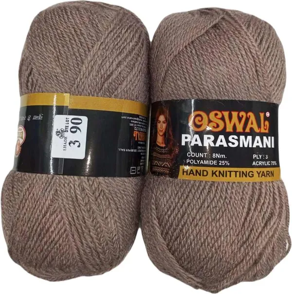 Oswal_Parasmani_Hand_Knitting_Yarn/Wool/Woollen_Thread,_3_Ply,__75%_Acrylic_&_25%_Polyamide,_(1_ball-100g_Each),_Very_Soft_Yarn_for,_Crochet,_Sweaters,_Shawls_&_Crafts_(Shade_03:_Beige_/_Light_Fawn_-_Pack_of_3
