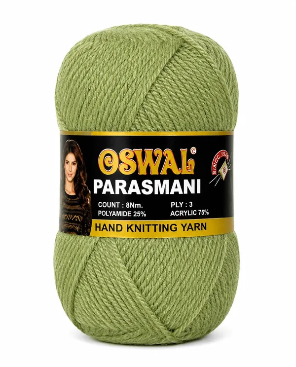 Oswal_Parasmani_Hand_Knitting_Yarn/Wool/Woollen_Thread,_3_Ply,__75%_Acrylic_&_25%_Polyamide,_(1_ball-100g_Each),_Very_Soft_Yarn_for,_Crochet,_Sweaters,_Shawls_&_Crafts_(_Shade_07:_Olive_Green
_Shade_07:_Olive_Green_-_Pack_of_3