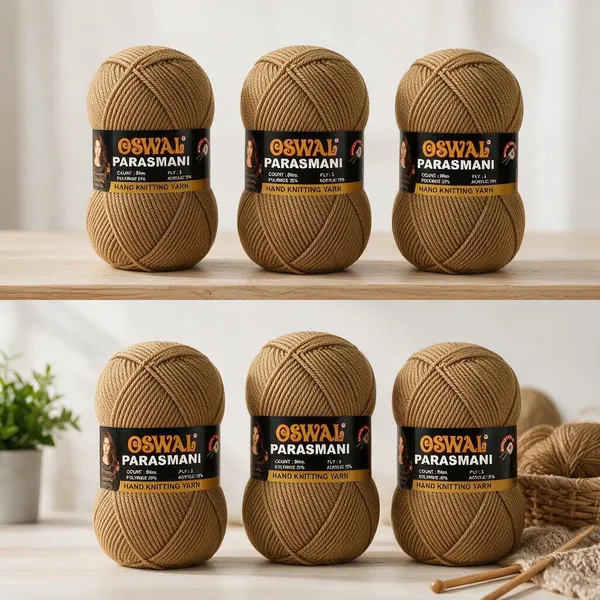 Oswal_Parasmani_Hand_Knitting_Yarn/Wool/Woollen_Thread,_3_Ply,__75%_Acrylic_&_25%_Polyamide,_(1_ball-100g_Each),_Very_Soft_Yarn_for,_Crochet,_Sweaters,_Shawls_&_Crafts_(Shade_16:_Coffee_Brown_-_Pack_of_3