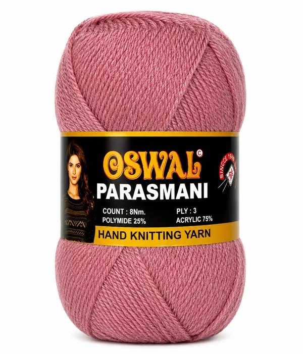 Oswal_Parasmani_Hand_Knitting_Yarn/Wool/Woollen_Thread,_3_Ply,__75%_Acrylic_&_25%_Polyamide,_(1_ball-100g_Each),_Very_Soft_Yarn_for,_Crochet,_Sweaters,_Shawls_&_Crafts_(Shade_20:_Mauve