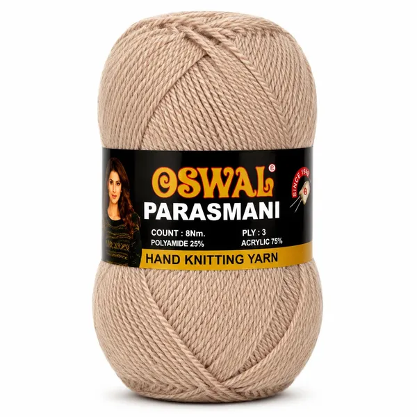 Oswal_Parasmani_Hand_Knitting_Yarn/Wool/Woollen_Thread,_3_Ply,__75%_Acrylic_&_25%_Polyamide,_(1_ball-100g_Each),_Very_Soft_Yarn_for,_Crochet,_Sweaters,_Shawls_&_Crafts_(Shade_21:_Taupe_-_Pack_of_3