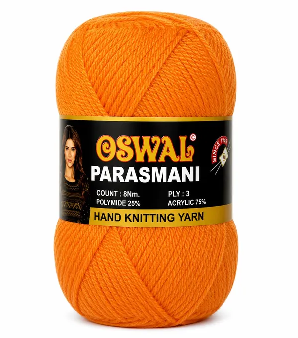 Oswal_Parasmani_Hand_Knitting_Yarn/Wool/Woollen_Thread,_3_Ply,__75%_Acrylic_&_25%_Polyamide,_(1_ball-100g_Each),_Very_Soft_Yarn_for,_Crochet,_Sweaters,_Shawls_&_Crafts_(_Shade_43:_Orange_-_Pack_of_3