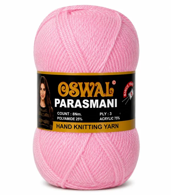 Oswal_Parasmani_Hand_Knitting_Yarn/Wool/Woollen_Thread,_3_Ply,__75%_Acrylic_&_25%_Polyamide,_(1_ball-100g_Each),_Very_Soft_Yarn_for,_Crochet,_Sweaters,_Shawls_&_Crafts_(_Shade_48:_Light_Pink_-_Pack_of_3
