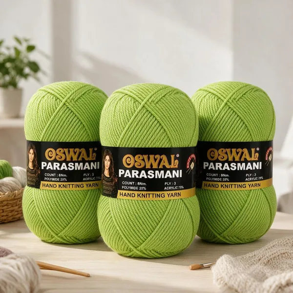 Oswal_Parasmani_Hand_Knitting_Yarn/Wool/Woollen_Thread,_3_Ply,__75%_Acrylic_&_25%_Polyamide,_(1_ball-100g_Each),_Very_Soft_Yarn_for,_Crochet,_Sweaters,_Shawls_&_Crafts_(Shade_52:_Salmon_Pink_/_Coral