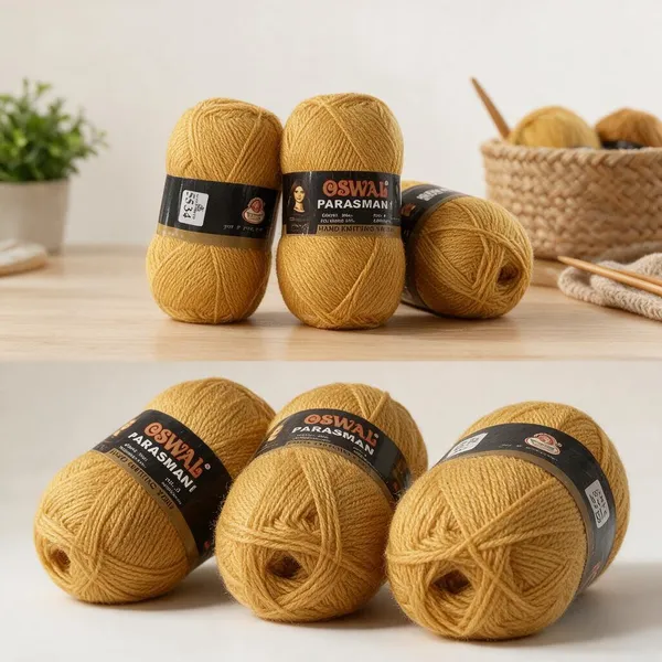 Oswal_Parasmani_Hand_Knitting_Yarn/Wool/Woollen_Thread,_3_Ply,__75%_Acrylic_&_25%_Polyamide,_(1_ball-100g_Each),_Very_Soft_Yarn_for,_Crochet,_Sweaters,_Shawls_&_Crafts_(Shade_55:_Golden_Brown_-_Pack_of_3