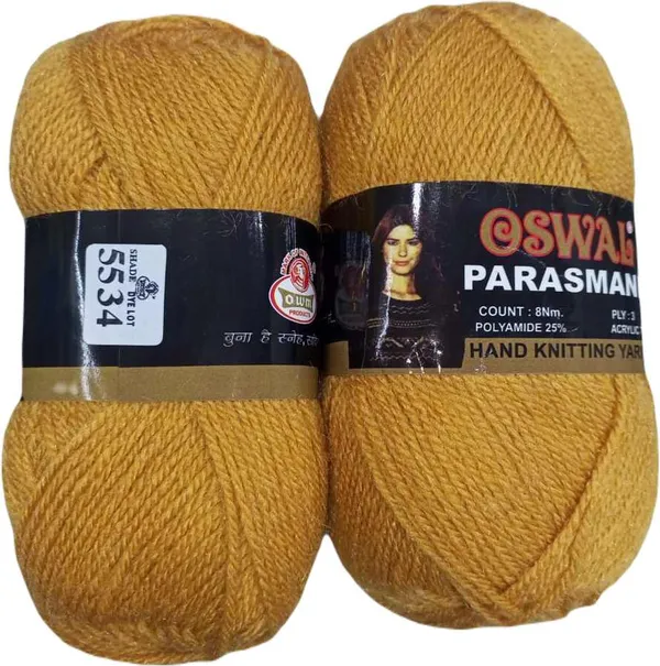 Oswal_Parasmani_Hand_Knitting_Yarn/Wool/Woollen_Thread,_3_Ply,__75%_Acrylic_&_25%_Polyamide,_(1_ball-100g_Each),_Very_Soft_Yarn_for,_Crochet,_Sweaters,_Shawls_&_Crafts_(Shade_55:_Golden_Brown_-_Pack_of_3