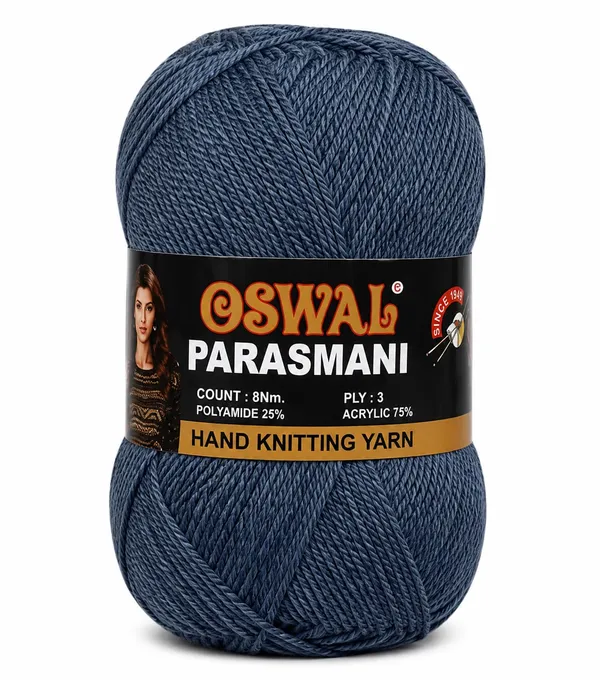 Oswal_Parasmani_Hand_Knitting_Yarn/Wool/Woollen_Thread,_3_Ply,__75%_Acrylic_&_25%_Polyamide,_(1_ball-100g_Each),_Very_Soft_Yarn_for,_Crochet,_Sweaters,_Shawls_&_Crafts_(Shade_58:_Navy_Blue