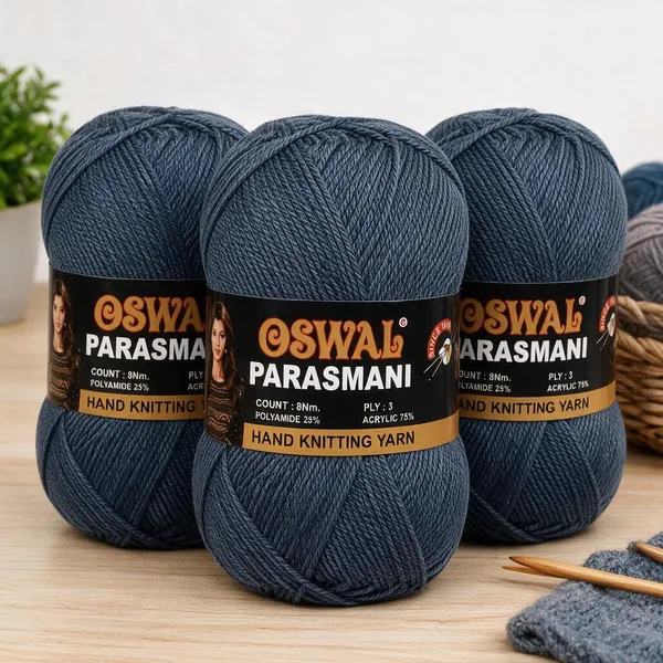 Oswal_Parasmani_Hand_Knitting_Yarn/Wool/Woollen_Thread,_3_Ply,__75%_Acrylic_&_25%_Polyamide,_(1_ball-100g_Each),_Very_Soft_Yarn_for,_Crochet,_Sweaters,_Shawls_&_Crafts_(Shade_58:_Navy_Blue