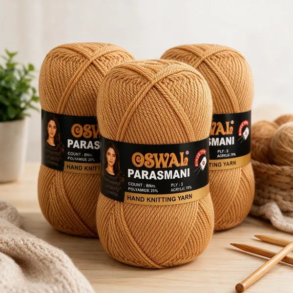 Oswal_Parasmani_Hand_Knitting_Yarn/Wool/Woollen_Thread,_3_Ply,__75%_Acrylic_&_25%_Polyamide,_(1_ball-100g_Each),_Very_Soft_Yarn_for,_Crochet,_Sweaters,_Shawls_&_Crafts_(Shade_59:_Camel_Gold_-_Pack_of_3
