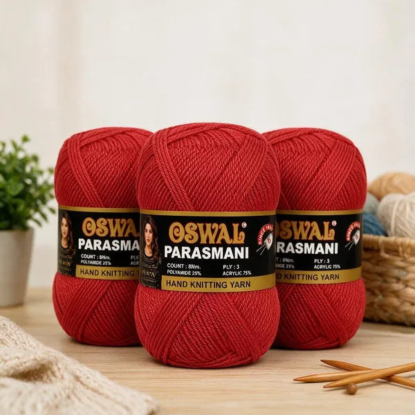 Oswal_Parasmani_Hand_Knitting_Yarn/Wool/Woollen_Thread,_3_Ply,__75%_Acrylic_&_25%_Polyamide,_(1_ball-100g_Each),_Very_Soft_Yarn_for,_Crochet,_Sweaters,_Shawls_&_Crafts_(Shade_61:_Salmon_-_Pack_of_3