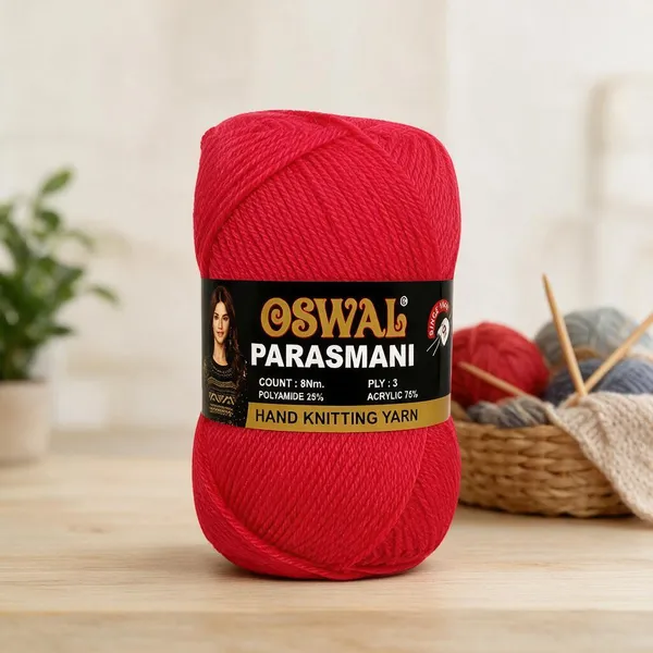Oswal_Parasmani_Hand_Knitting_Yarn/Wool/Woollen_Thread,_3_Ply,__75%_Acrylic_&_25%_Polyamide,_(1_ball-100g_Each),_Very_Soft_Yarn_for,_Crochet,_Sweaters,_Shawls_&_Crafts_(Shade_65:_Cherry_Red_-_Pack_of_3