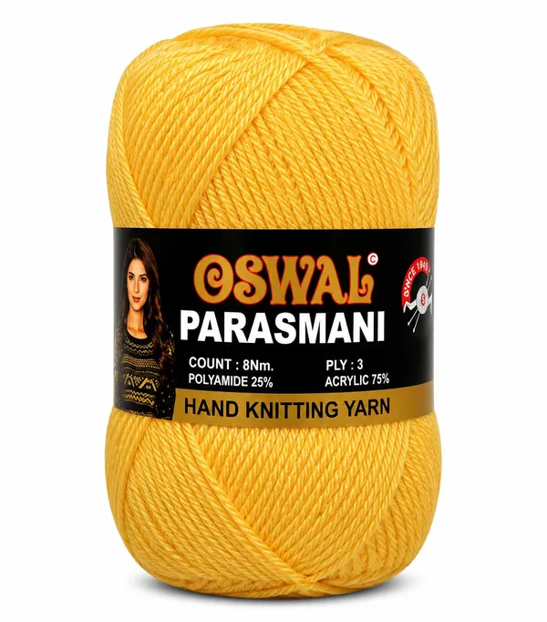 Oswal_Parasmani_Hand_Knitting_Yarn/Wool/Woollen_Thread,_3_Ply,__75%_Acrylic_&_25%_Polyamide,_(1_ball-100g_Each),_Very_Soft_Yarn_for,_Crochet,_Sweaters,_Shawls_&_Crafts_(Shade_68:_Golden_Yellow_-_Pack_of_3