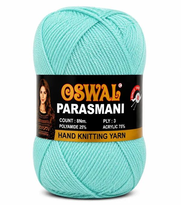 Oswal_Parasmani_Hand_Knitting_Yarn/Wool/Woollen_Thread,_3_Ply,__75%_Acrylic_&_25%_Polyamide,_(1_ball-100g_Each),_Very_Soft_Yarn_for,_Crochet,_Sweaters,_Shawls_&_Crafts_(Shade_69:_Aqua_Blue_/_Sea_Green_-_Pack_of_3