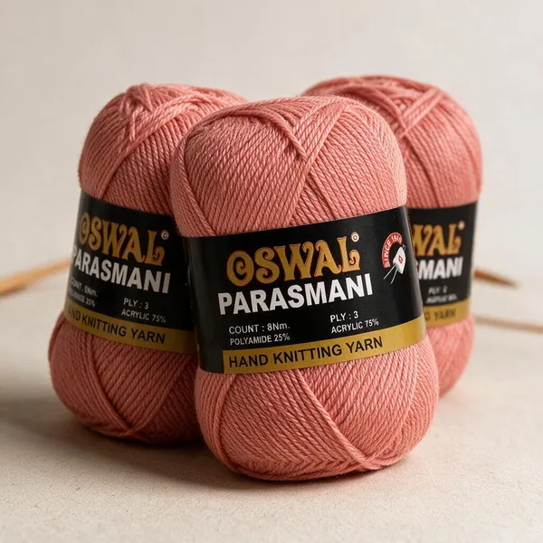 Oswal_Parasmani_Hand_Knitting_Yarn/Wool/Woollen_Thread,_3_Ply,__75%_Acrylic_&_25%_Polyamide,_(1_ball-100g_Each),_Very_Soft_Yarn_for,_Crochet,_Sweaters,_Shawls_&_Crafts_(Shade_71:_Dusty_Rose