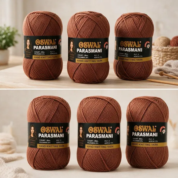 Oswal_Parasmani_Hand_Knitting_Yarn/Wool/Woollen_Thread,_3_Ply,__75%_Acrylic_&_25%_Polyamide,_(1_ball-100g_Each),_Very_Soft_Yarn_for,_Crochet,_Sweaters,_Shawls_&_Crafts_(Shade_72:_Mahogany_Brown_-_Pack_of_3