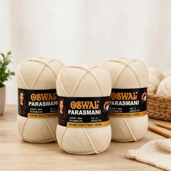 Oswal_Parasmani_Hand_Knitting_Yarn/Wool/Woollen_Thread,_3_Ply,__75%_Acrylic_&_25%_Polyamide,_(1_ball-100g_Each),_Very_Soft_Yarn_for,_Crochet,_Sweaters,_Shawls_&_Crafts_(Shade_75:_Melange_Grey_-_Pack_of_3