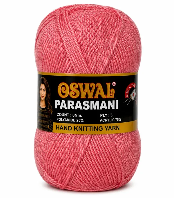 Oswal_Parasmani_Hand_Knitting_Yarn/Wool/Woollen_Thread,_3_Ply,__75%_Acrylic_&_25%_Polyamide,_(1_ball-100g_Each),_Very_Soft_Yarn_for,_Crochet,_Sweaters,_Shawls_&_Crafts_(Shade_76:_Soft_Pink_-_Pack_of_3