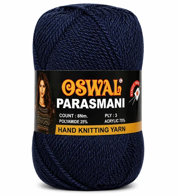 Oswal_Parasmani_Hand_Knitting_Yarn/Wool/Woollen_Thread,_3_Ply,__75%_Acrylic_&_25%_Polyamide,_(1_ball-100g_Each),_Very_Soft_Yarn_for,_Crochet,_Sweaters,_Shawls_&_Crafts_(Shade_80:_Navy_Blue_/_Dark_Green_Mix