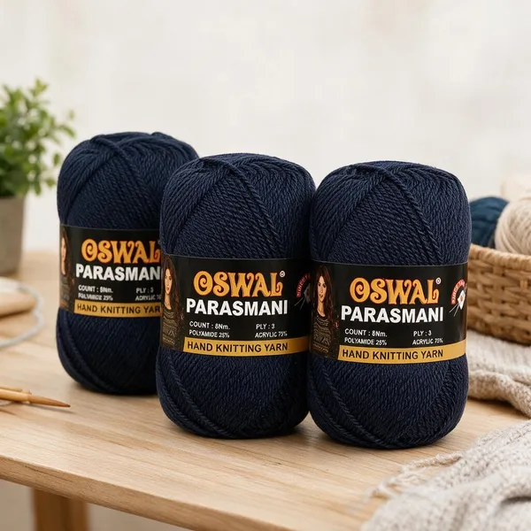 Oswal_Parasmani_Hand_Knitting_Yarn/Wool/Woollen_Thread,_3_Ply,__75%_Acrylic_&_25%_Polyamide,_(1_ball-100g_Each),_Very_Soft_Yarn_for,_Crochet,_Sweaters,_Shawls_&_Crafts_(Shade_80:_Navy_Blue_/_Dark_Green_Mix