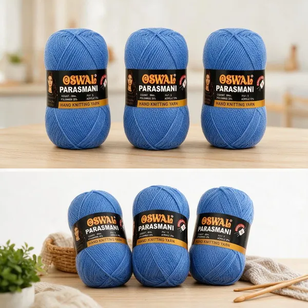 Oswal_Parasmani_Hand_Knitting_Yarn/Wool/Woollen_Thread,_3_Ply,__75%_Acrylic_&_25%_Polyamide,_(1_ball-100g_Each),_Very_Soft_Yarn_for,_Crochet,_Sweaters,_Shawls_&_Crafts_Khaki_Brown_–_Shade_77