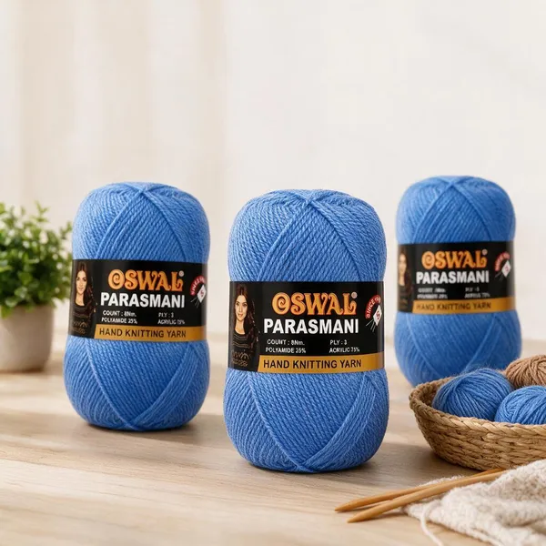 Oswal_Parasmani_Hand_Knitting_Yarn/Wool/Woollen_Thread,_3_Ply,__75%_Acrylic_&_25%_Polyamide,_(1_ball-100g_Each),_Very_Soft_Yarn_for,_Crochet,_Sweaters,_Shawls_&_Crafts_(Shade_87:_Steel_Blue_-_Pack_of_3