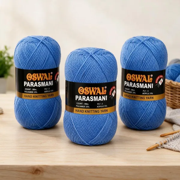 Oswal_Parasmani_Hand_Knitting_Yarn/Wool/Woollen_Thread,_3_Ply,__75%_Acrylic_&_25%_Polyamide,_(1_ball-100g_Each),_Very_Soft_Yarn_for,_Crochet,_Sweaters,_Shawls_&_Crafts_(Shade_87:_Steel_Blue_-_Pack_of_3