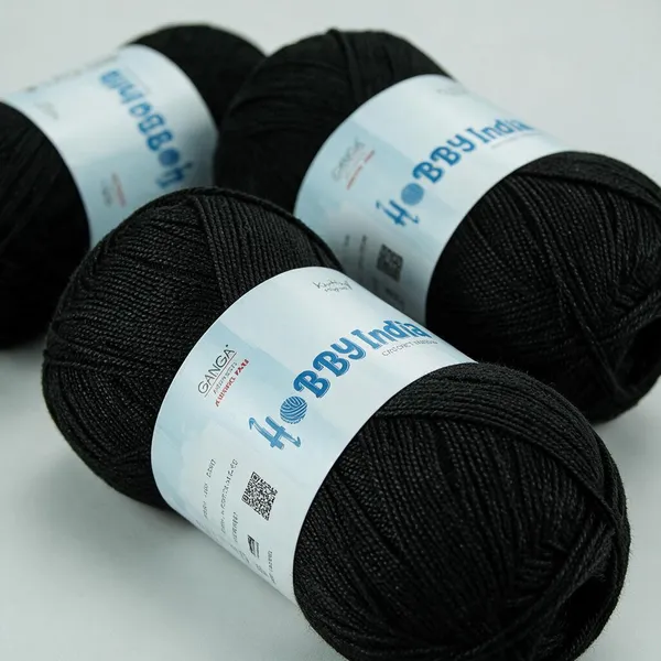 Ganga_Acrowools_Hobby_India_Crochet_Thread_for_All_Seasons_-_100%_Acrylic-_400mtr-100gm___Shade_no_HB06-Jet_Black_-_Pack_of_3