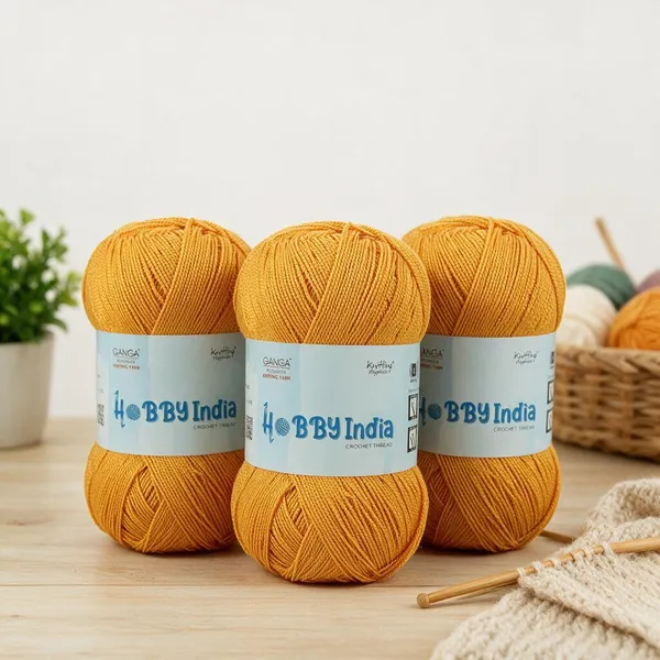 Ganga_Acrowools_Hobby_India_Crochet_Thread_for_All_Seasons_-_100%_Acrylic-_400mtr-100gm___Shade_no_HB07-Goldenrod_-_Pack_of_3