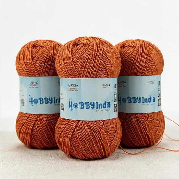 Ganga_Acrowools_Hobby_India_Crochet_Thread_for_All_Seasons_-_100%_Acrylic-_400mtr-100gm___Shade_no_HB08-Tan_Orange_-_Pack_of_3