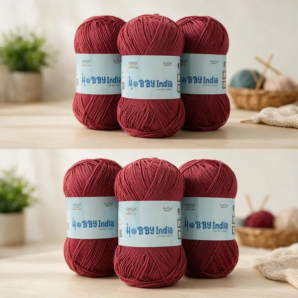 Ganga_Acrowools_Hobby_India_Crochet_Thread_for_All_Seasons_-_100%_Acrylic-_400mtr-100gm___Shade_no_HB14-Dusky_Cherry_-_Pack_of_3