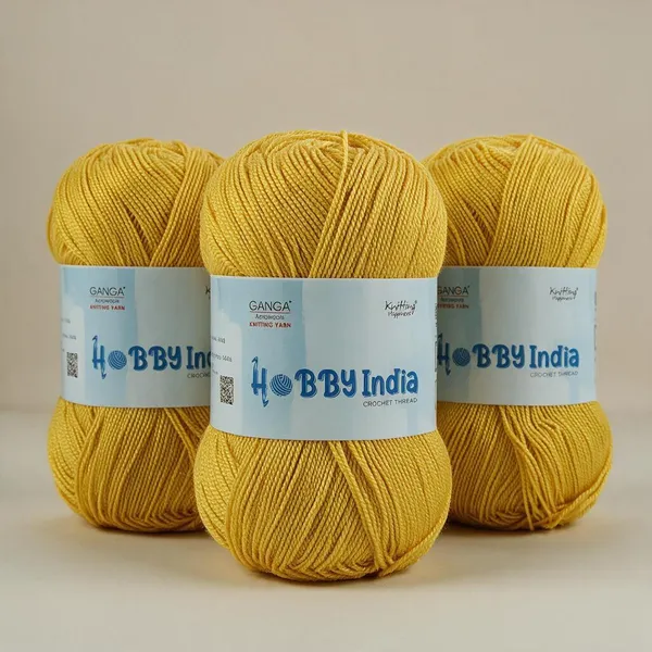 Ganga_Acrowools_Hobby_India_Crochet_Thread_for_All_Seasons_-_100%_Acrylic-_400mtr-100gm___Shade_no_HB18-Corn_Yellow_-_Pack_of_3