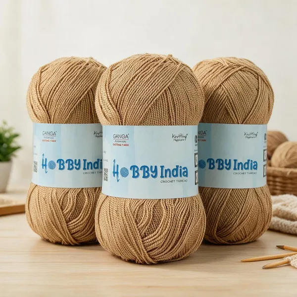 Ganga_Acrowools_Hobby_India_Crochet_Thread_for_All_Seasons_-_100%_Acrylic-_400mtr-100gm___Shade_no__HB66-Wood_Log_-_Pack_of_3