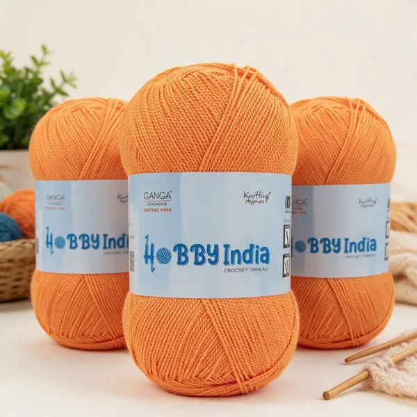 Ganga_Acrowools_Hobby_India_Crochet_Thread_for_All_Seasons_-_100%_Acrylic-_400mtr-100gm___Shade_no__HB71-Orange_-_Pack_of_3