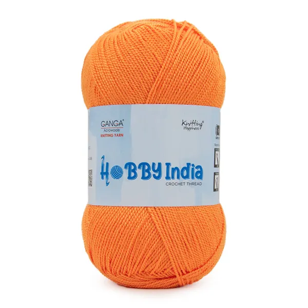 Ganga_Acrowools_Hobby_India_Crochet_Thread_for_All_Seasons_-_100%_Acrylic-_400mtr-100gm___Shade_no__HB71-Orange_-_Pack_of_3