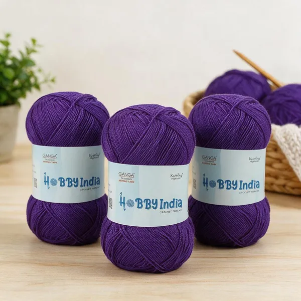 Ganga_Acrowools_Hobby_India_Crochet_Thread_for_All_Seasons_-_100%_Acrylic-_400mtr-100gm___Shade_no__HB74-Purple_Witch_-_Pack_of_3