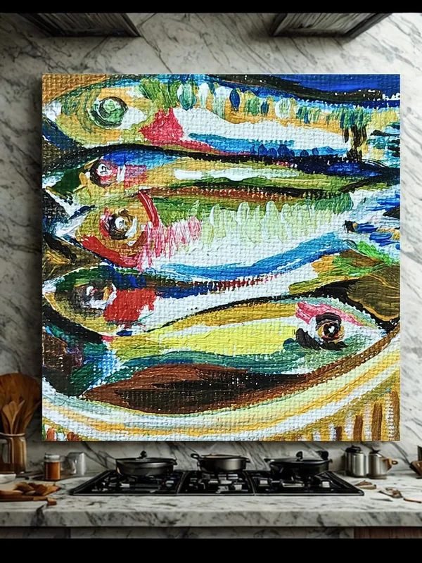 Canvas_Mdf_Multicolour_Fish_Artwork_Refrigerator_Magnet