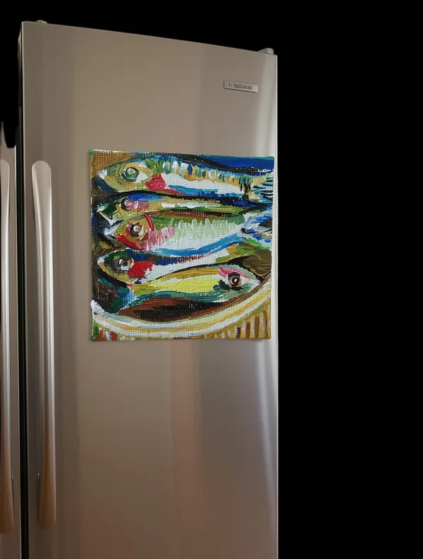 Canvas_Mdf_Multicolour_Fish_Artwork_Refrigerator_Magnet