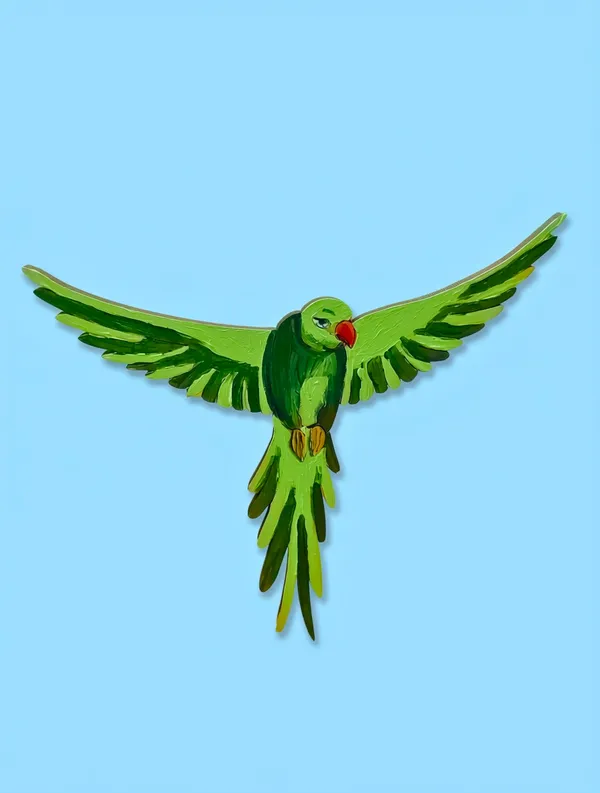 Mdf_Hand_Painted_Green_Parrot_Decorative_Fridge_Magnet
