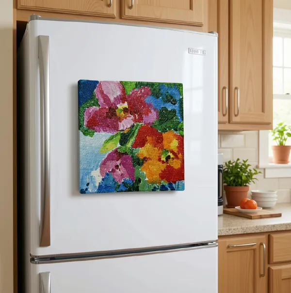Canvas_Mdf_Textured_Floral_Pattern_Refrigerator_Magnet