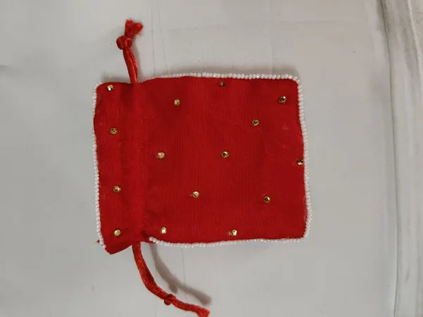 Red_Poly_Silk_Beaded_Drawstring_Potli_Bag_For_Women