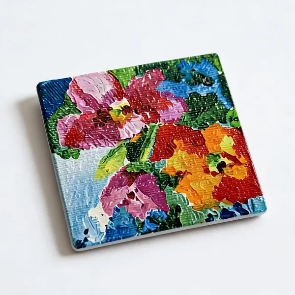 Canvas_Mdf_Textured_Floral_Pattern_Refrigerator_Magnet
